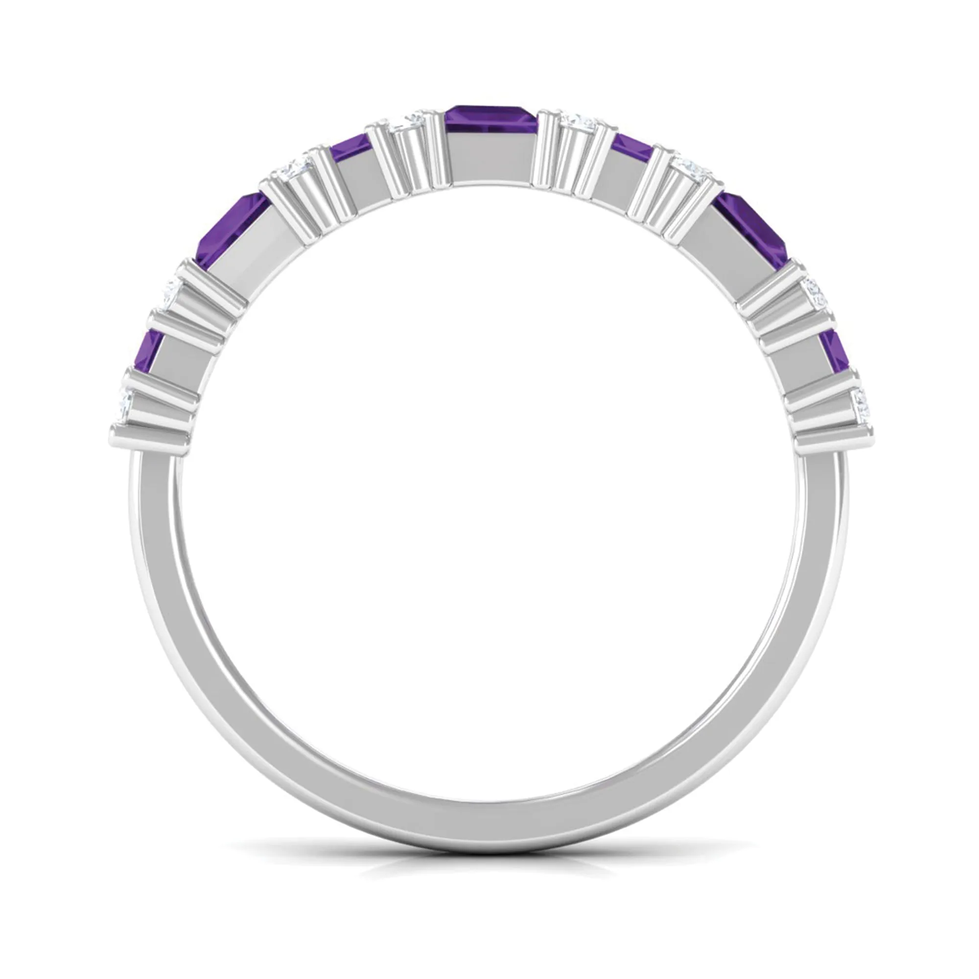 Genuine Amethyst and Diamond Eternity Ring