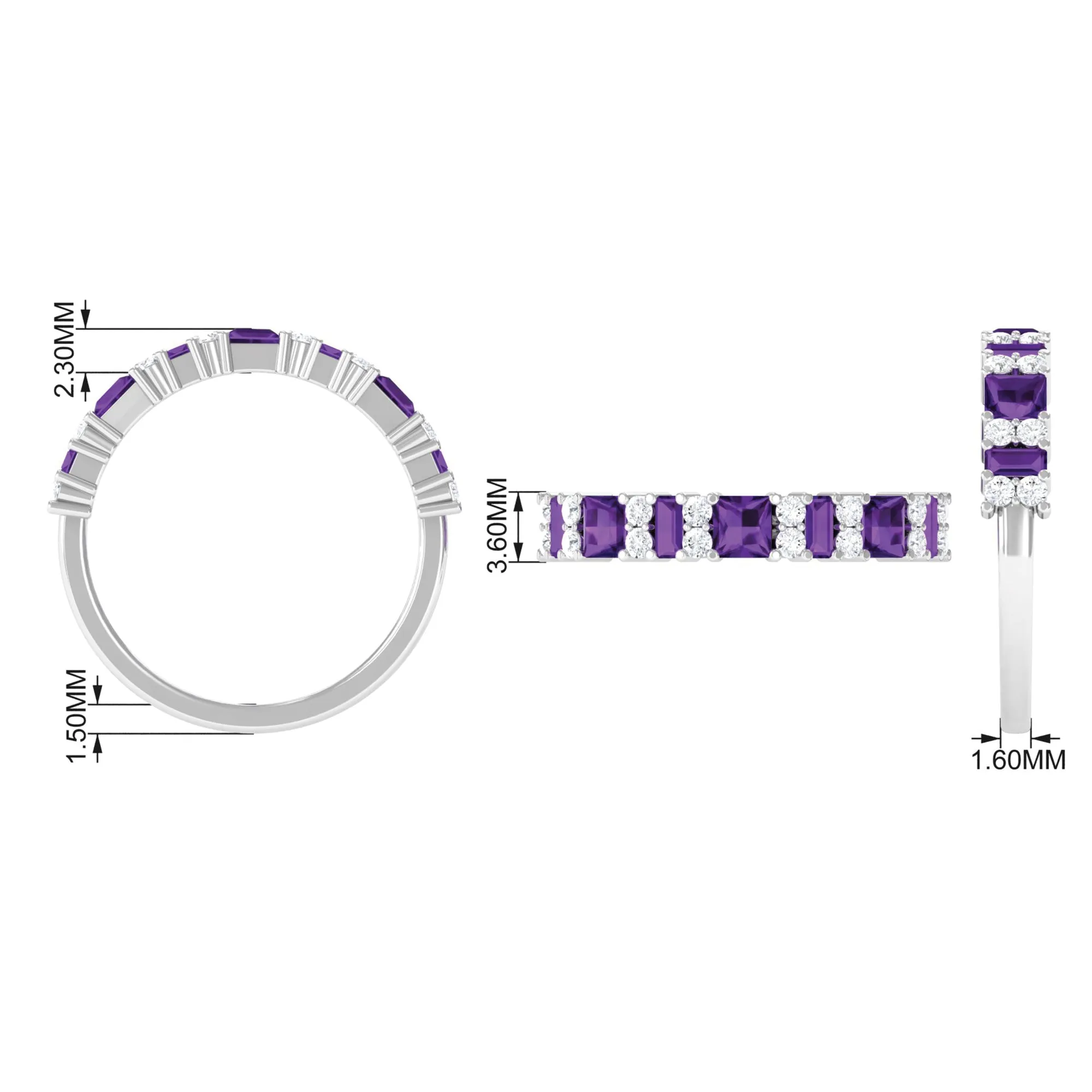 Genuine Amethyst and Diamond Eternity Ring