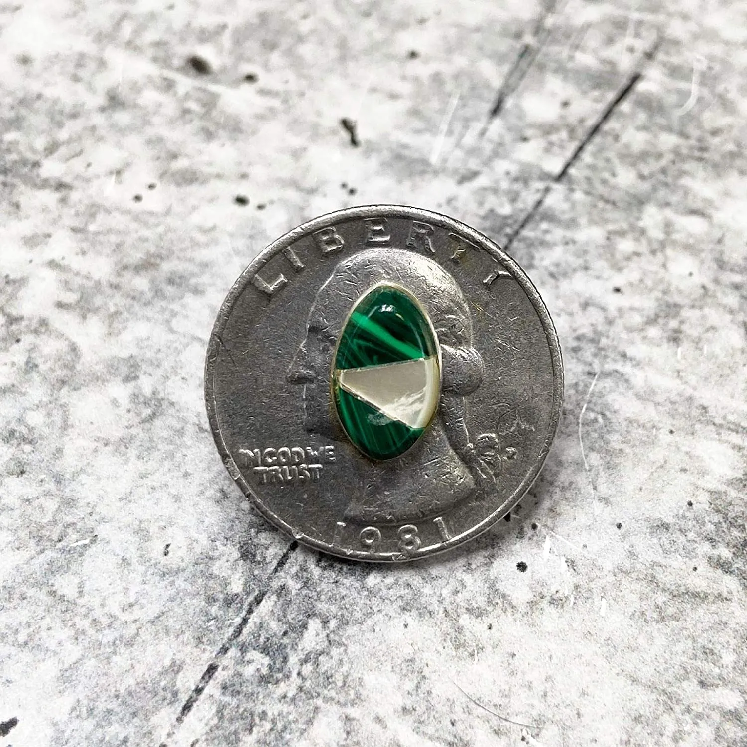 Genuine Malachite and Moonstone Stud Earrings in 925 Sterling Silver, Native American Handmade in the USA, Nickel Free, Dark Green