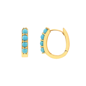 Genuine Turquoise Paper Clip Huggie Hoops