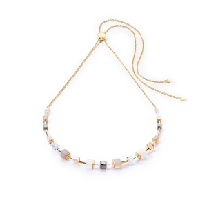 GeoCUBE® Precious Slider Closure necklace gold grey