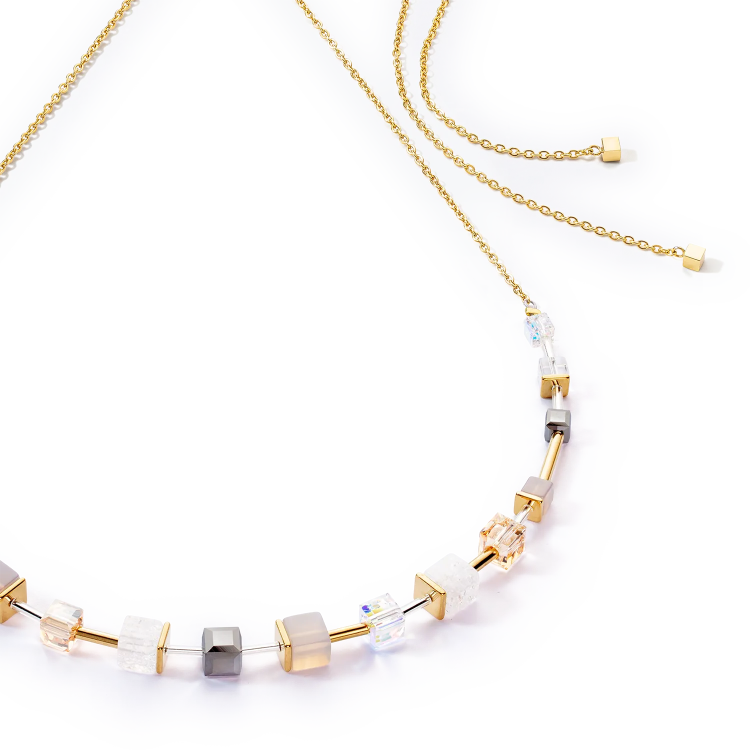 GeoCUBE® Precious Slider Closure necklace gold grey