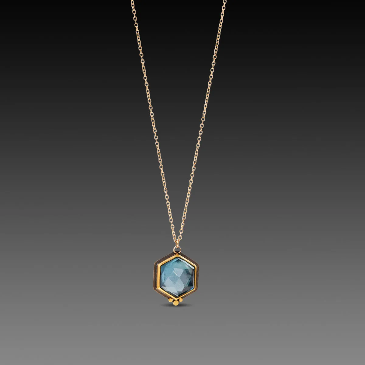 Geometric Topaz Necklace with Gold Dots