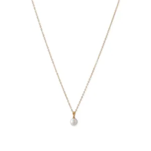 Gold Necklace with a Sliding Cultured Freshwater Pearl Pendant