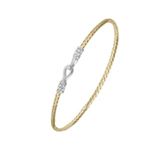 Gold Plated Mesh Flex Cuff Bracelet w/ Hook Closure (SI5303)