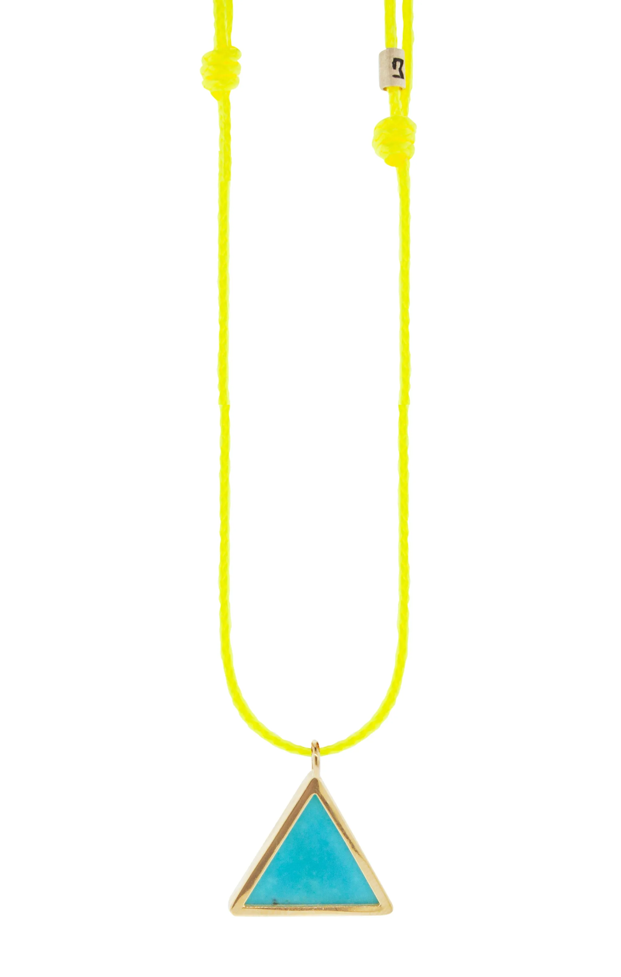 Gold Turquoise Triangle Pendant on Adjustable Cord Necklace