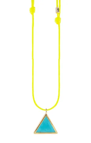 Gold Turquoise Triangle Pendant on Adjustable Cord Necklace