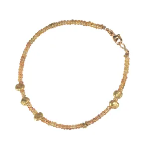 Golden Sapphire & High Karat Gold Beaded Bracelet