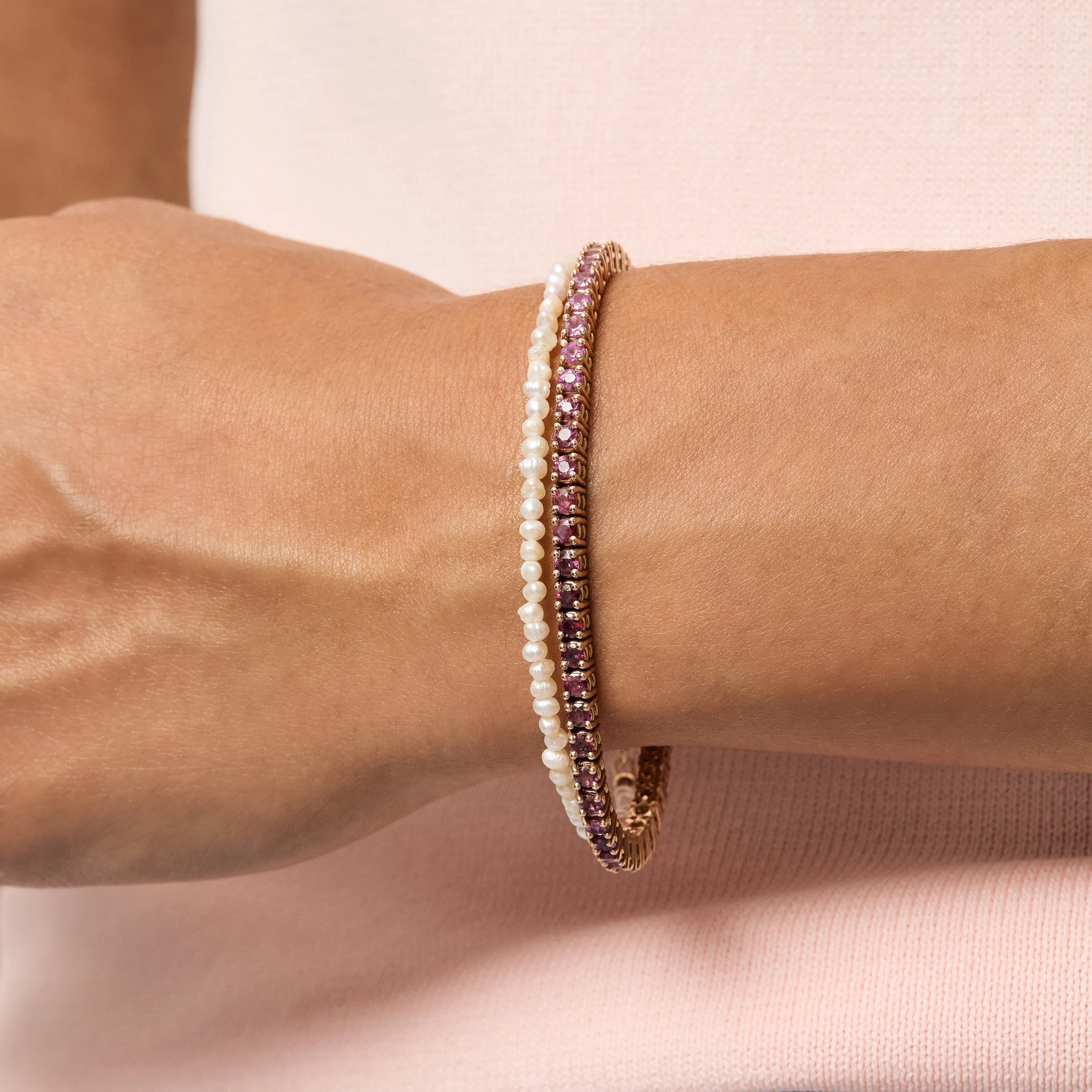 Graduated Pink Sapphire Tennis Bracelet