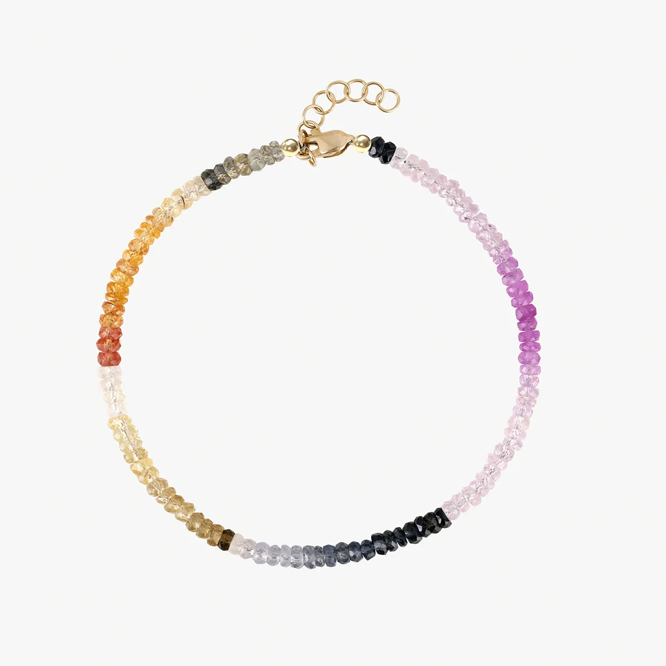 Graduated Rainbow Sapphire Beaded Bracelet