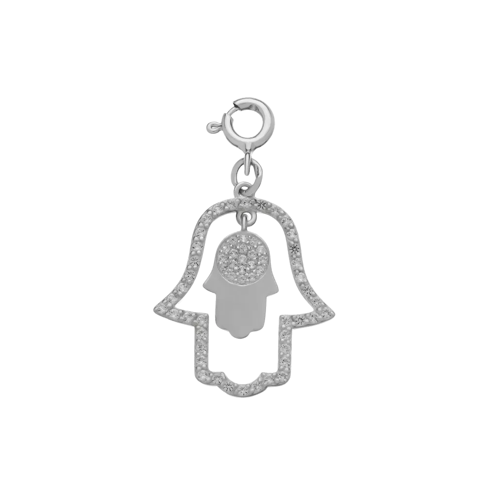 Hamsa Two Hands With Topaz Charm