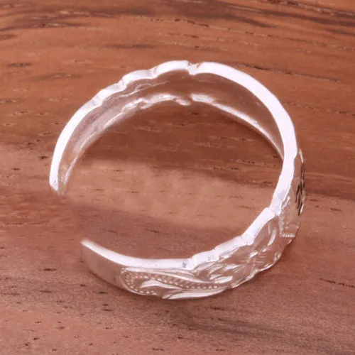 Hawaiian Scroll Black Enamel KUUIPO Cut Out Edge Toe Ring