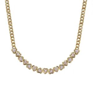 Heart With Cuban Link Chain Necklace