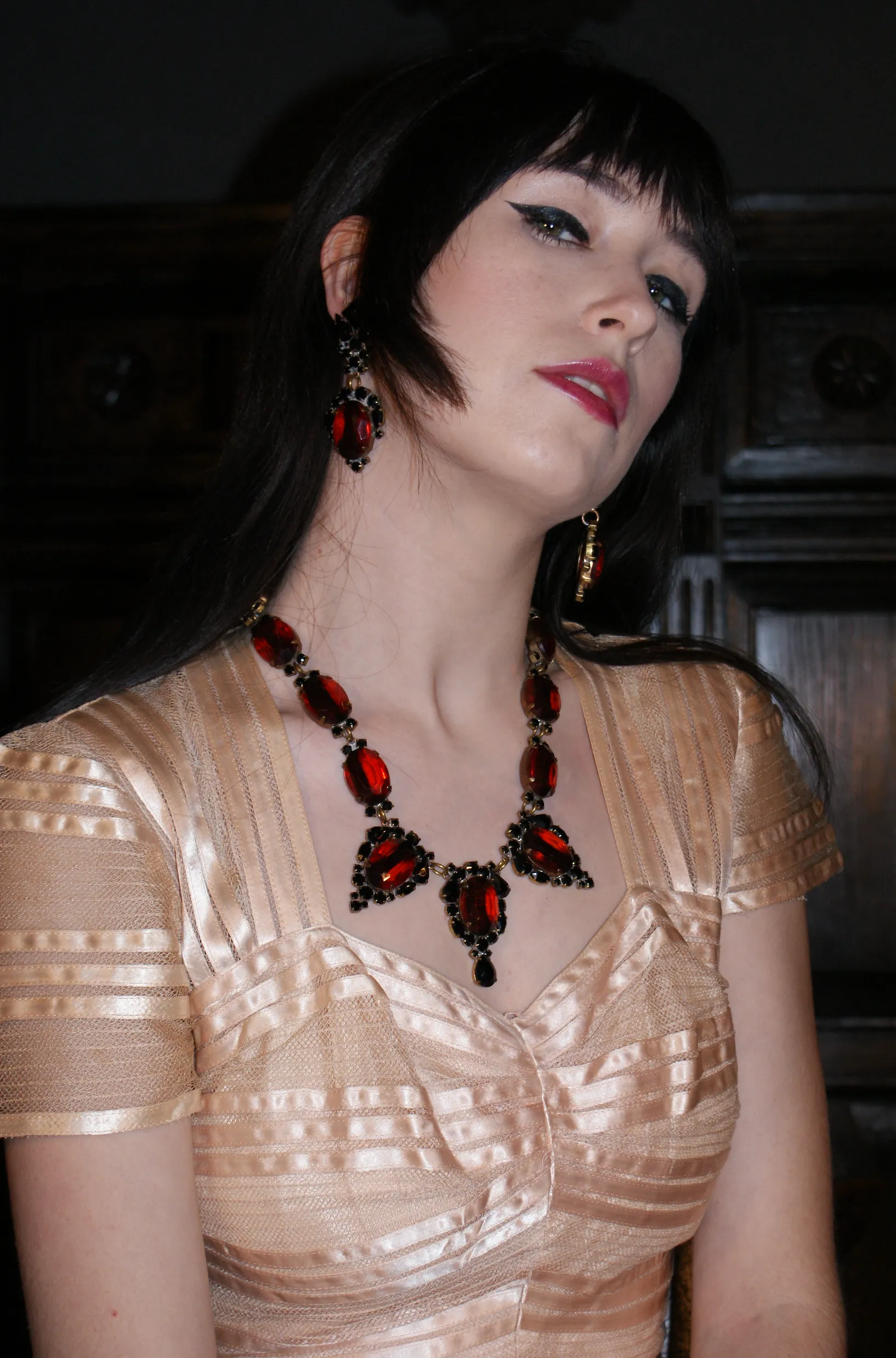 Hedy Lamarr Necklace and Earring Set Topaz Style Old Hollywood Glamour Antique Vintage