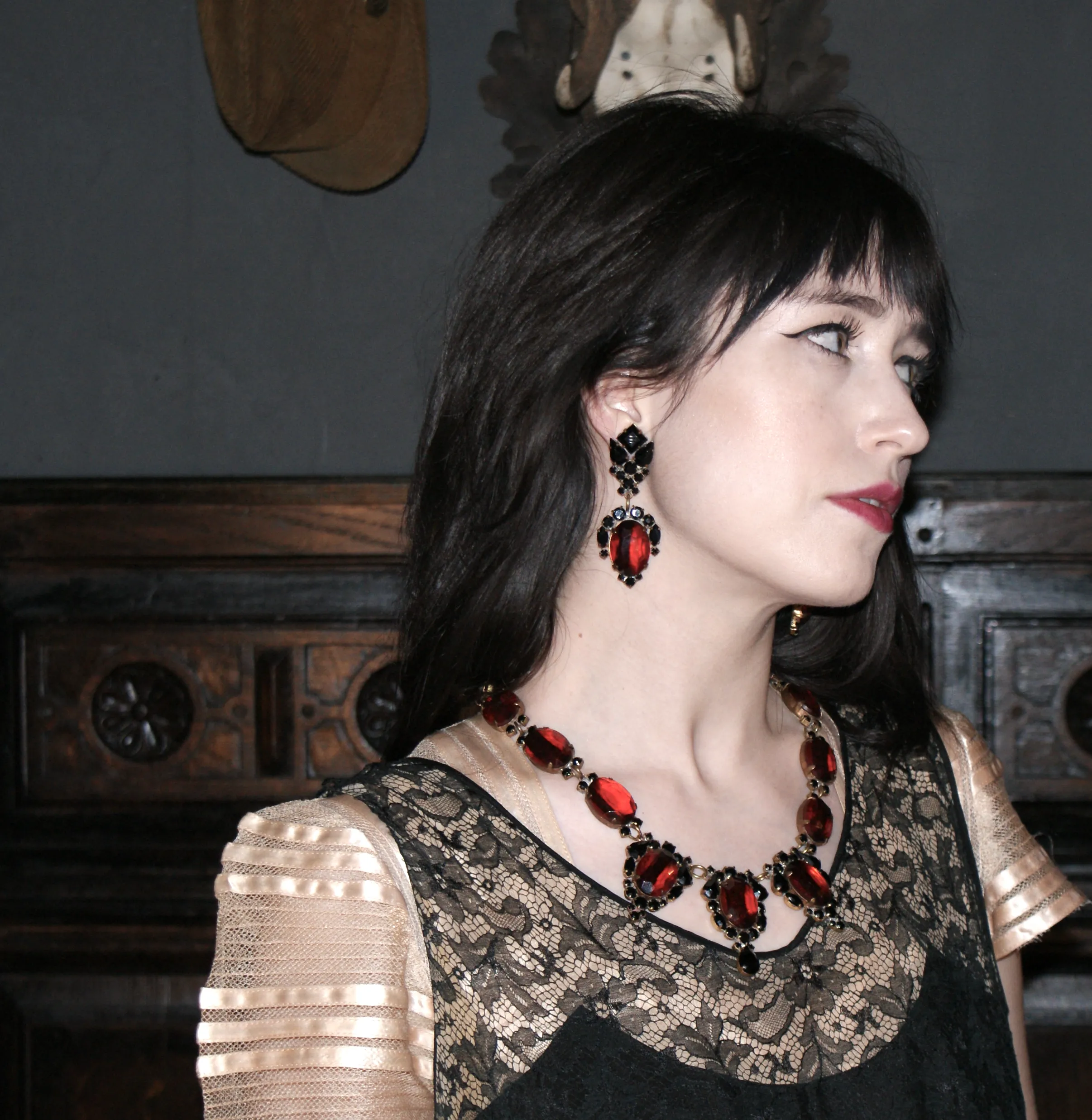 Hedy Lamarr Necklace and Earring Set Topaz Style Old Hollywood Glamour Antique Vintage