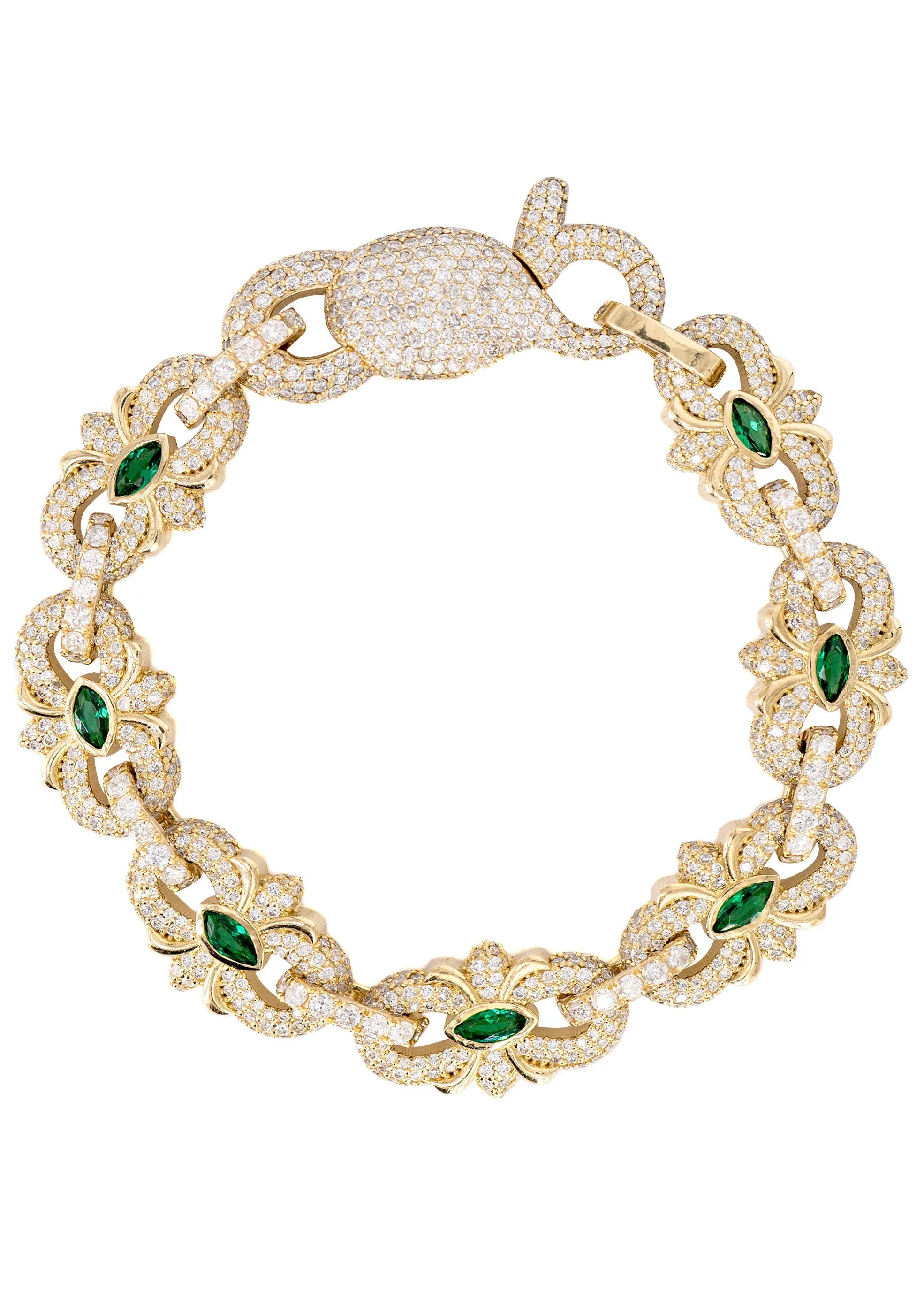 High End Jewelry - Diamond Iced Out Emerald Bracelet