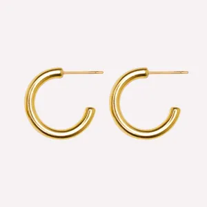 HOLLOW CHUNKY MEDIUM HOOP EARRINGS IN GOLD