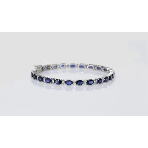 Indulge in sophistication with our Sapphire Oval and Diamond Bracelet - (PGDBR035)