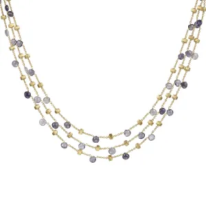 Iolite and Blue Topaz Three Strand Collar Necklace