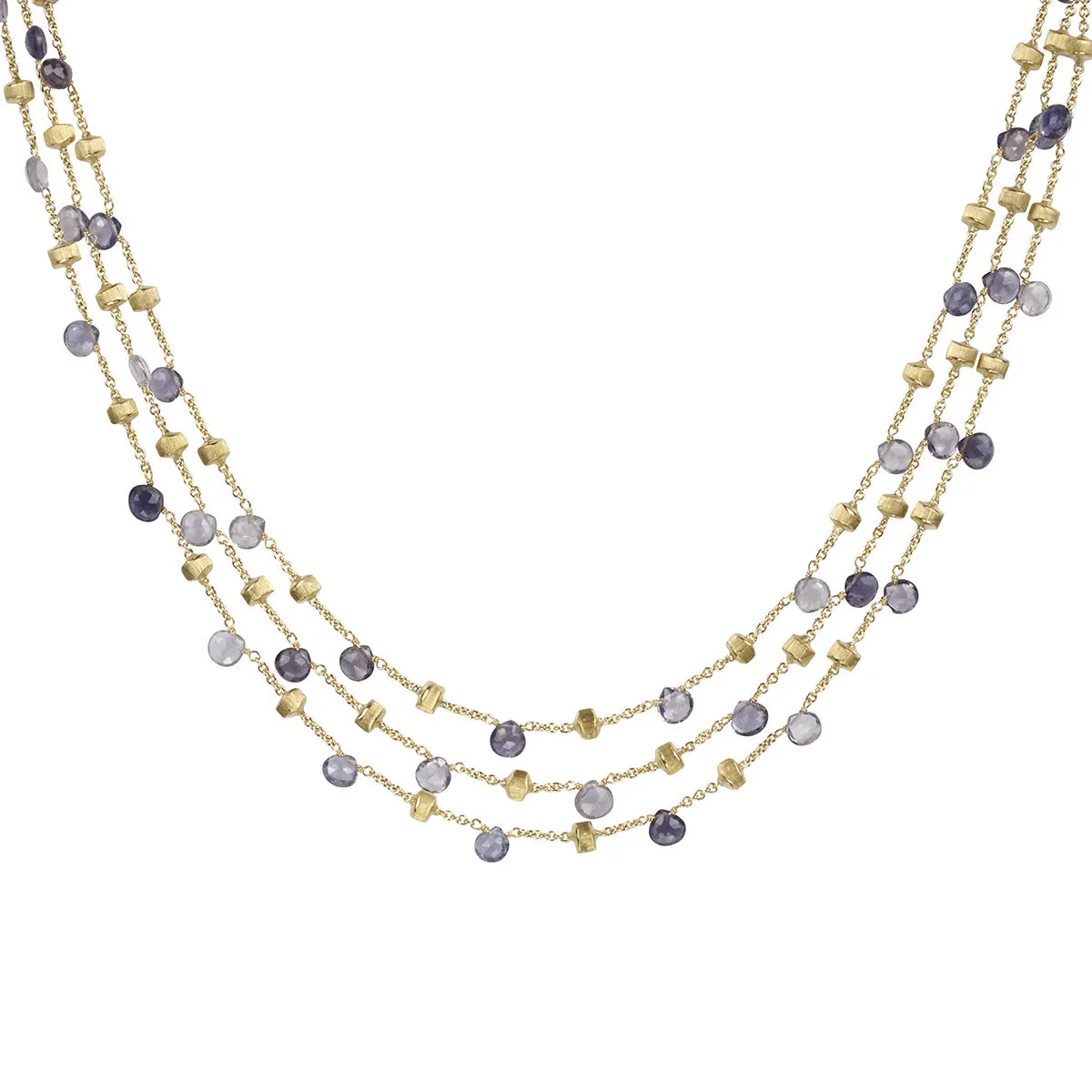 Iolite and Blue Topaz Three Strand Collar Necklace