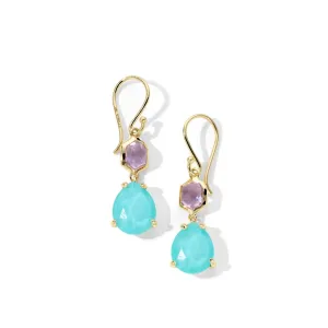Ippolita 18k Yellow Gold Rock Candy Small Snowman Amethyst and Turquoise Earrings
