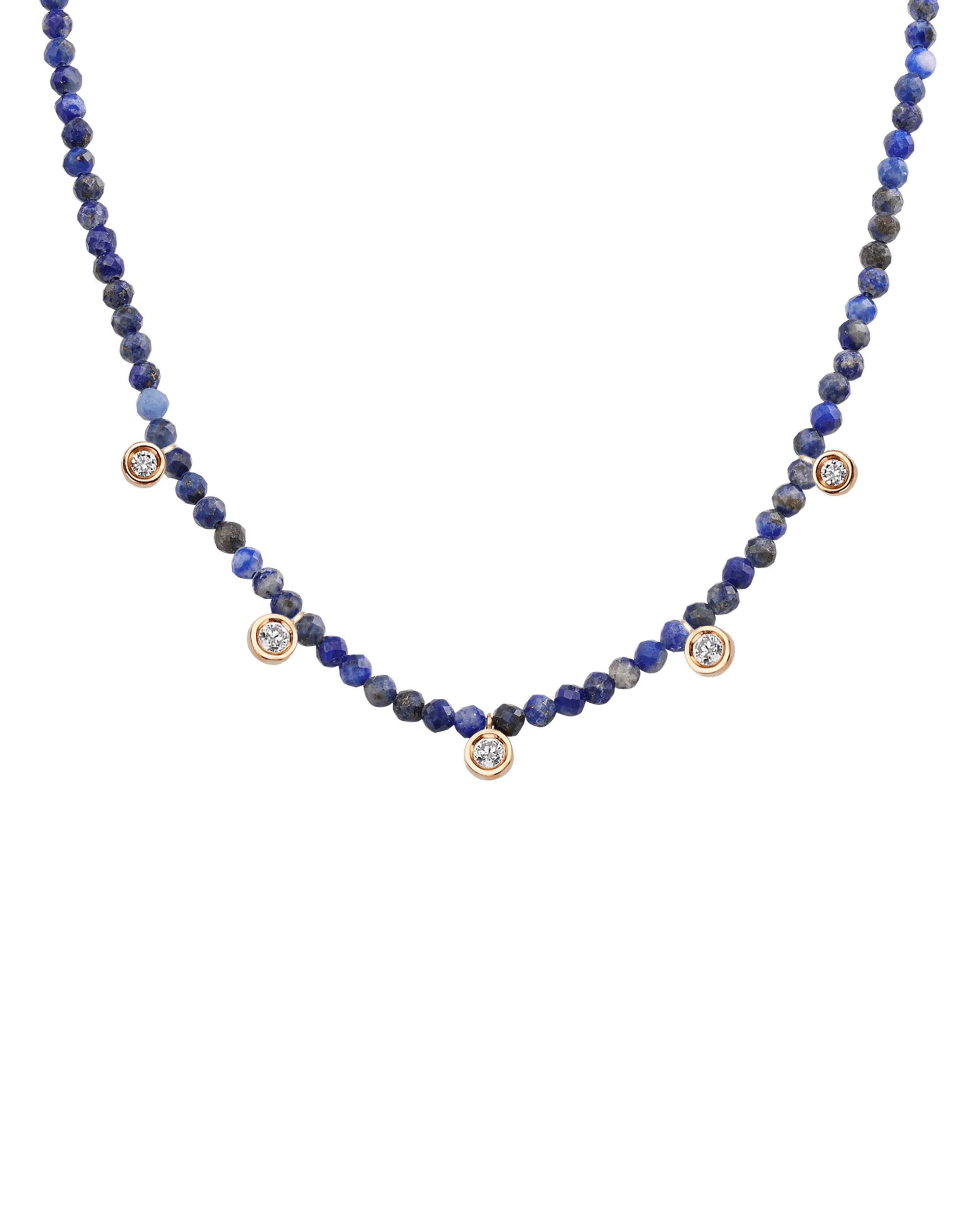 Jade Gemstone & Five diamonds Necklace - 14K Yellow Gold