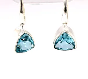 Kaleidoscope Prettty Faceted Trilliant Blue Topaz Drop Earrings