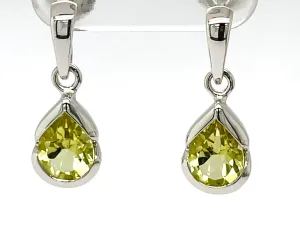 Kaleidoscope Sterling Silver Pear Shaped Lemon Citrine Drop Swinging Stud Earrings