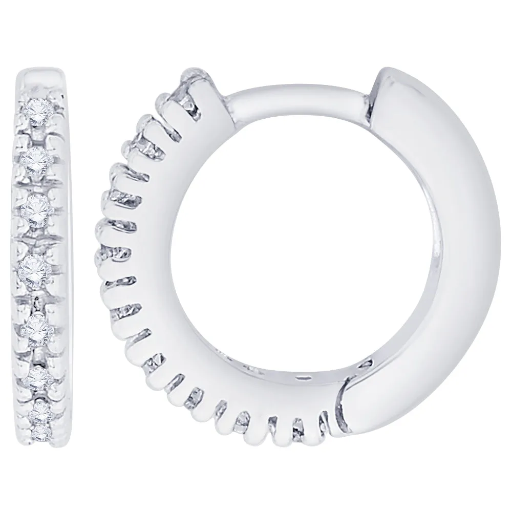 KATARINA 1/10 cttw Prong Set Diamond Huggie Earrings