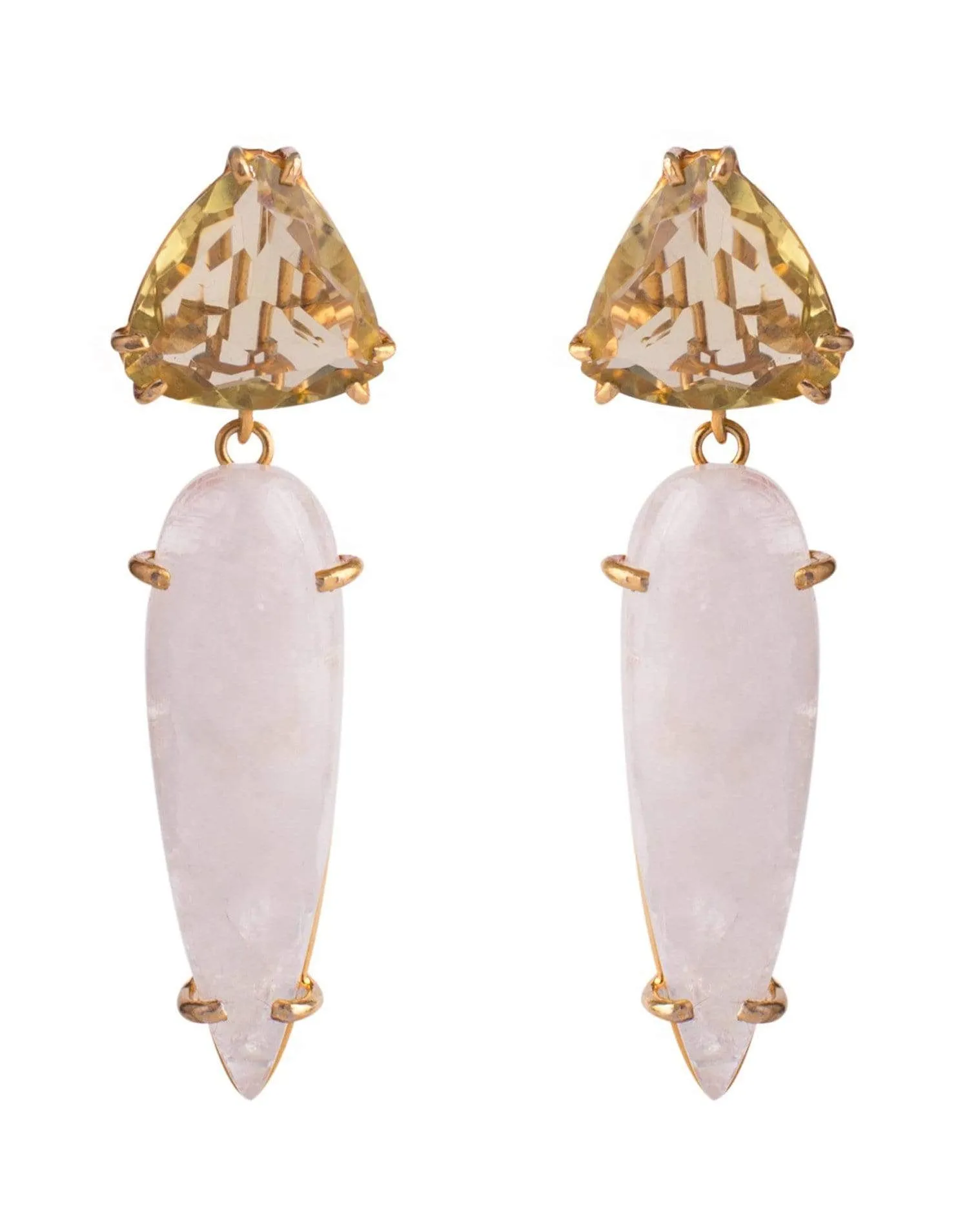 Lemon Quartz & Moonstone Earrings