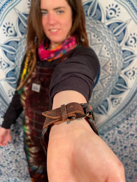 Lotus Leather Wrist Cuff w/ Small Pocket #1