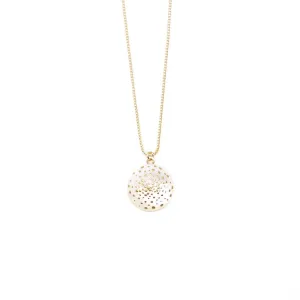 Maki-e Urushi Lacquer Pendant Necklace - White South Sea Pearl Shell / Dot Pattern -, Traditional Japanese Urushi Lacquer Jewelry