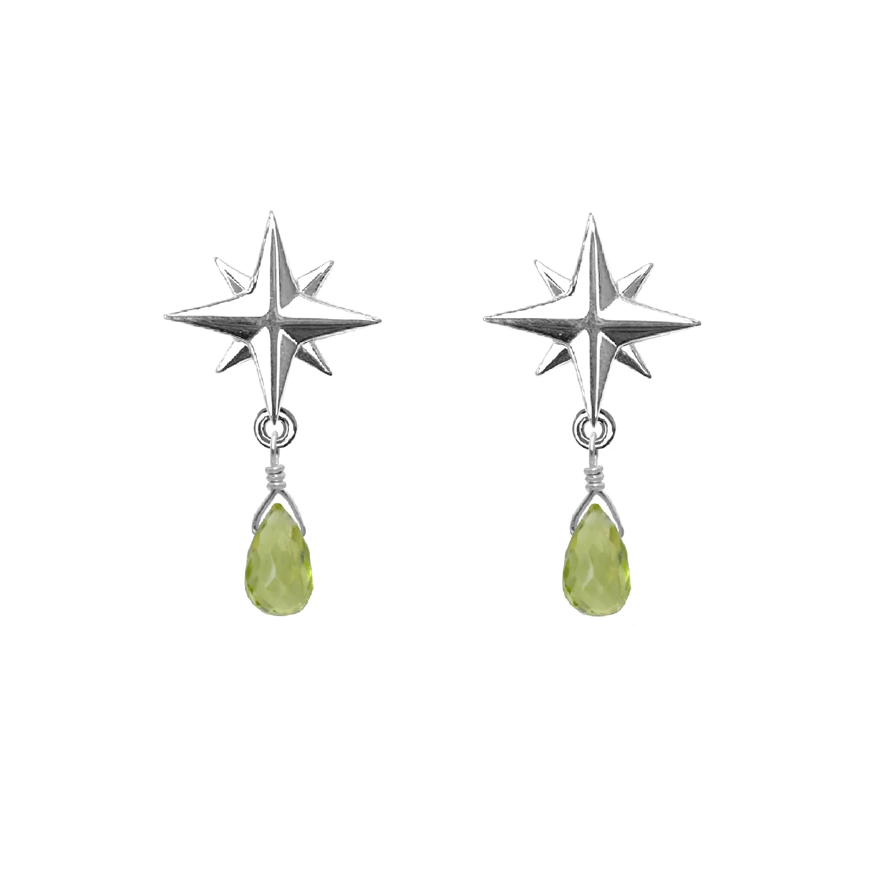 Medium Compass Rose Gemstone Post Earrings