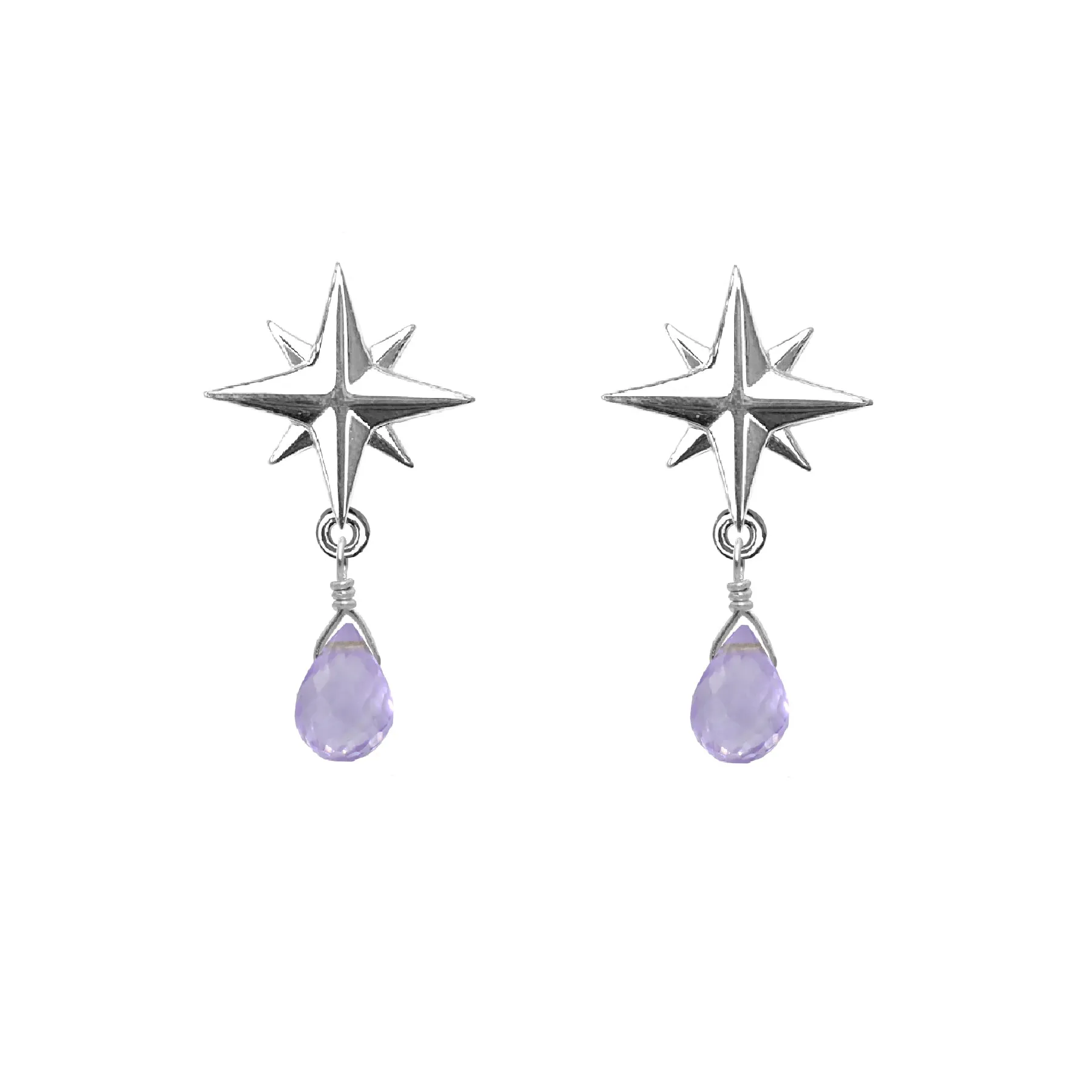 Medium Compass Rose Gemstone Post Earrings