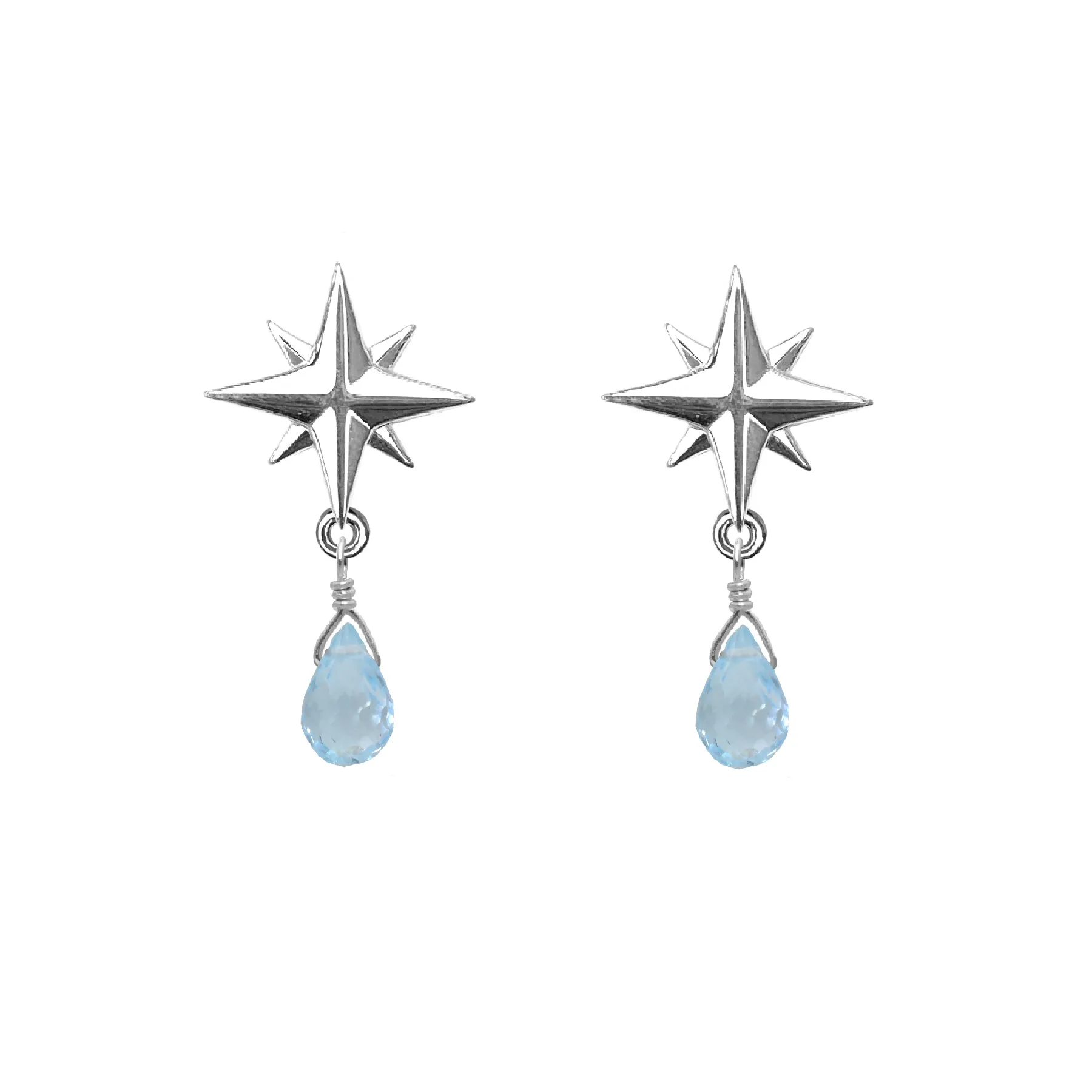 Medium Compass Rose Gemstone Post Earrings