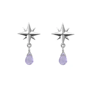 Medium Compass Rose Gemstone Post Earrings