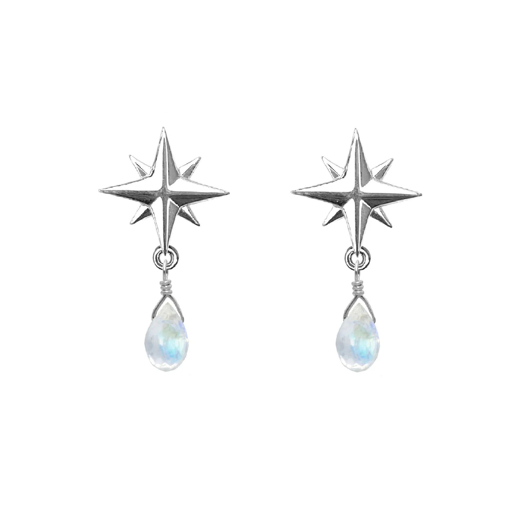Medium Compass Rose Gemstone Post Earrings