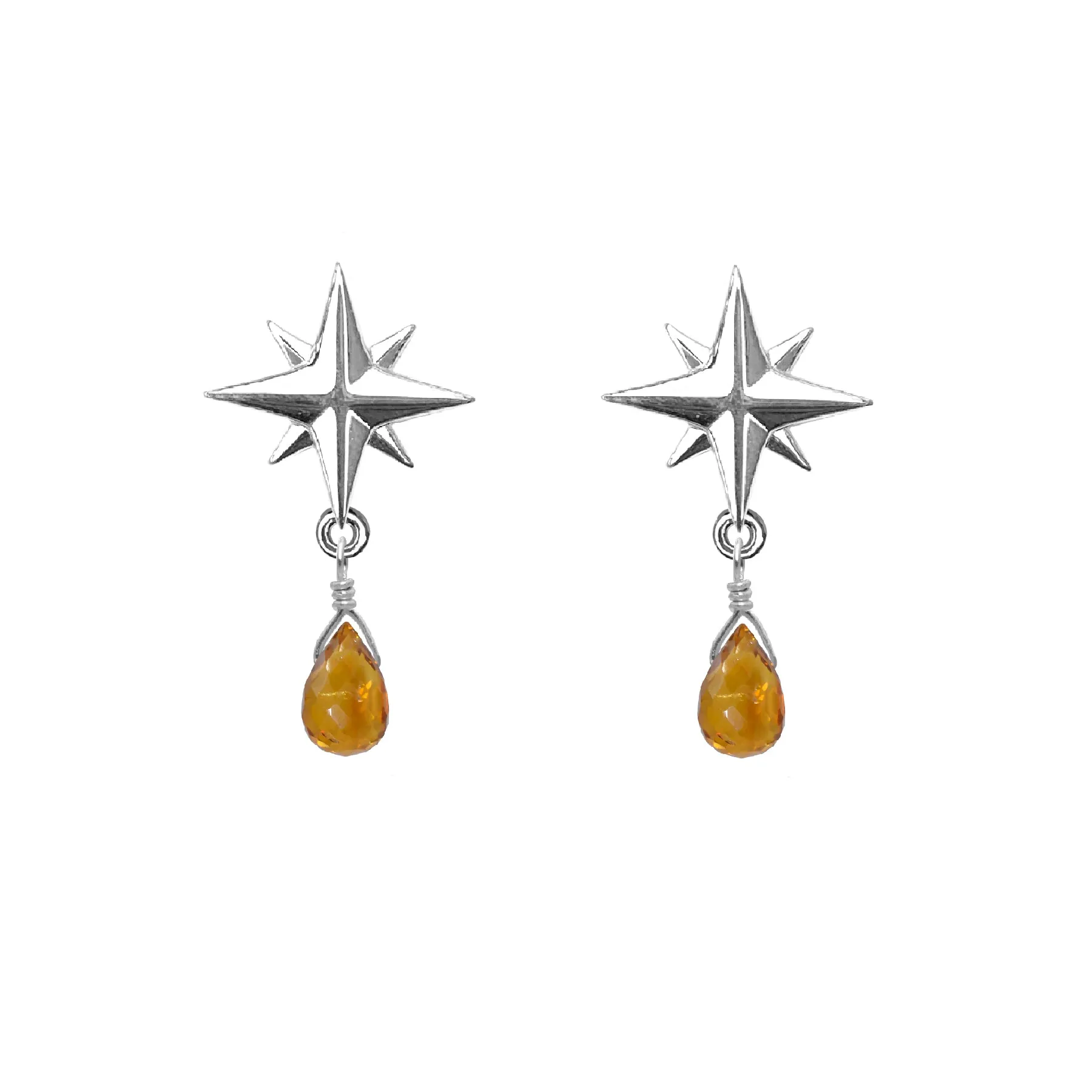 Medium Compass Rose Gemstone Post Earrings