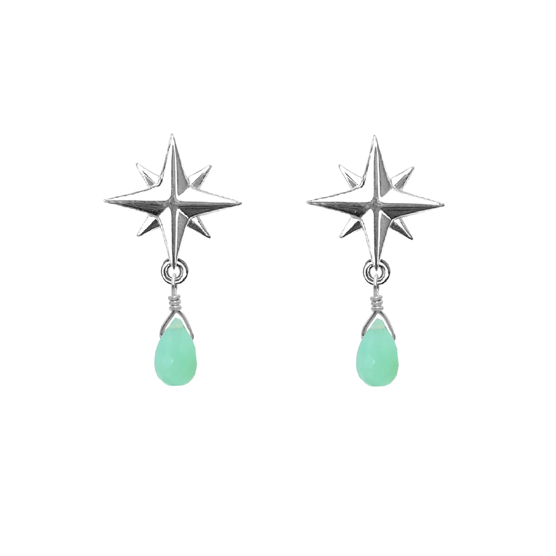 Medium Compass Rose Gemstone Post Earrings