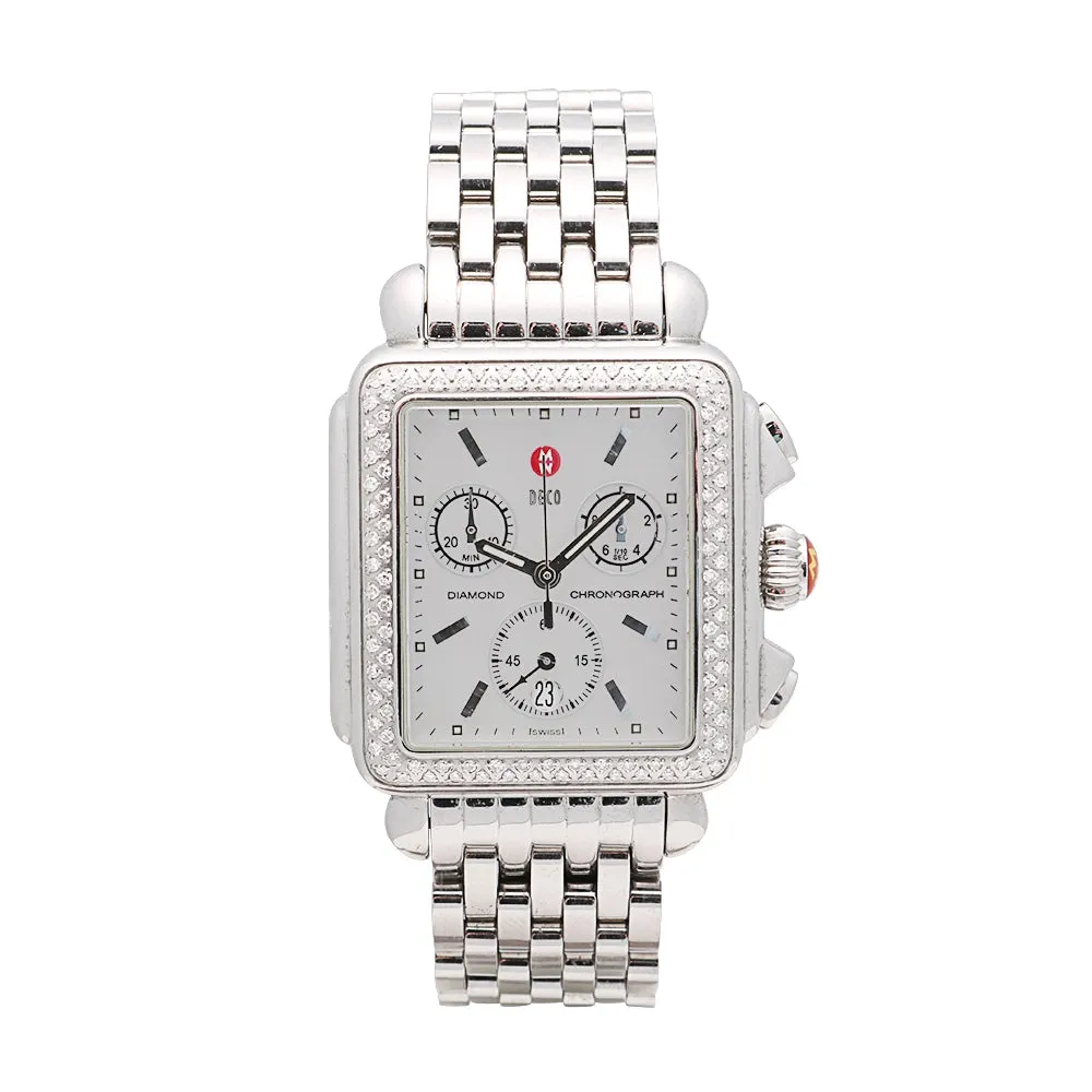 Michele Deco Watch Stainless Steel White MOP Dial 35 x 33mm Quartz (Preowned)