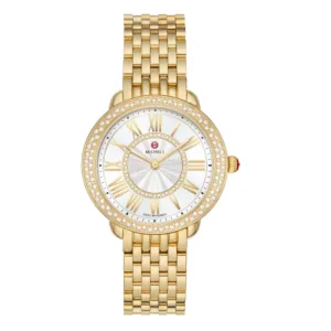 Michele Serein 16 Gold-Tone Sunray Dial Diamonds 36mm