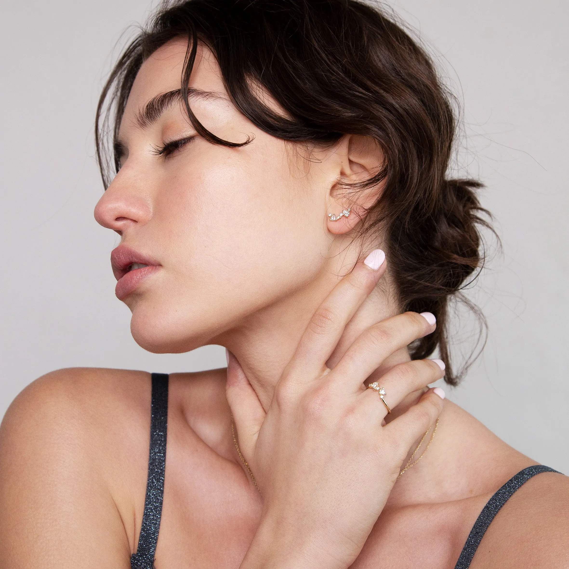 Milky way cluster Earring (single) - 14K/ 18K Gold