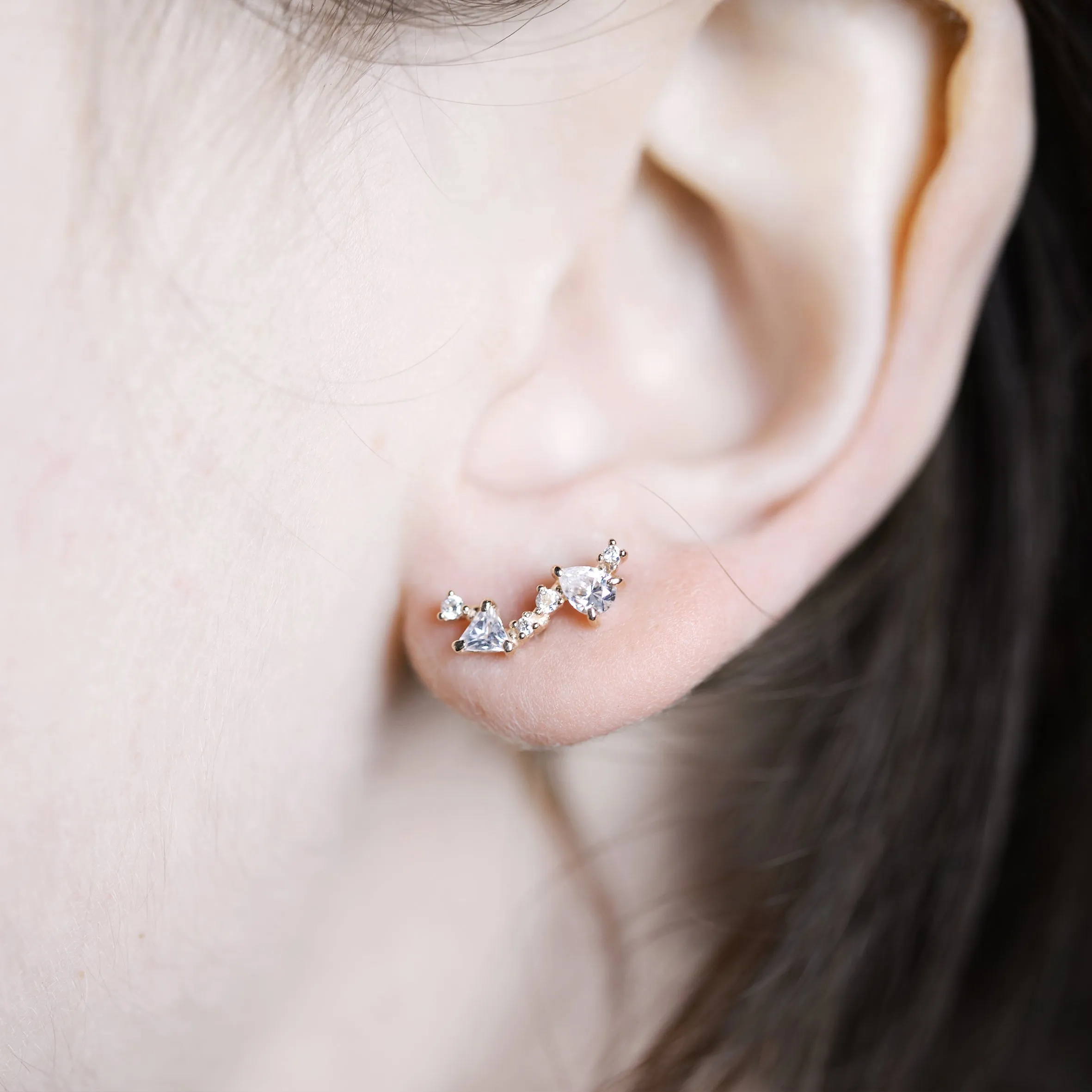 Milky way cluster Earring (single) - 14K/ 18K Gold