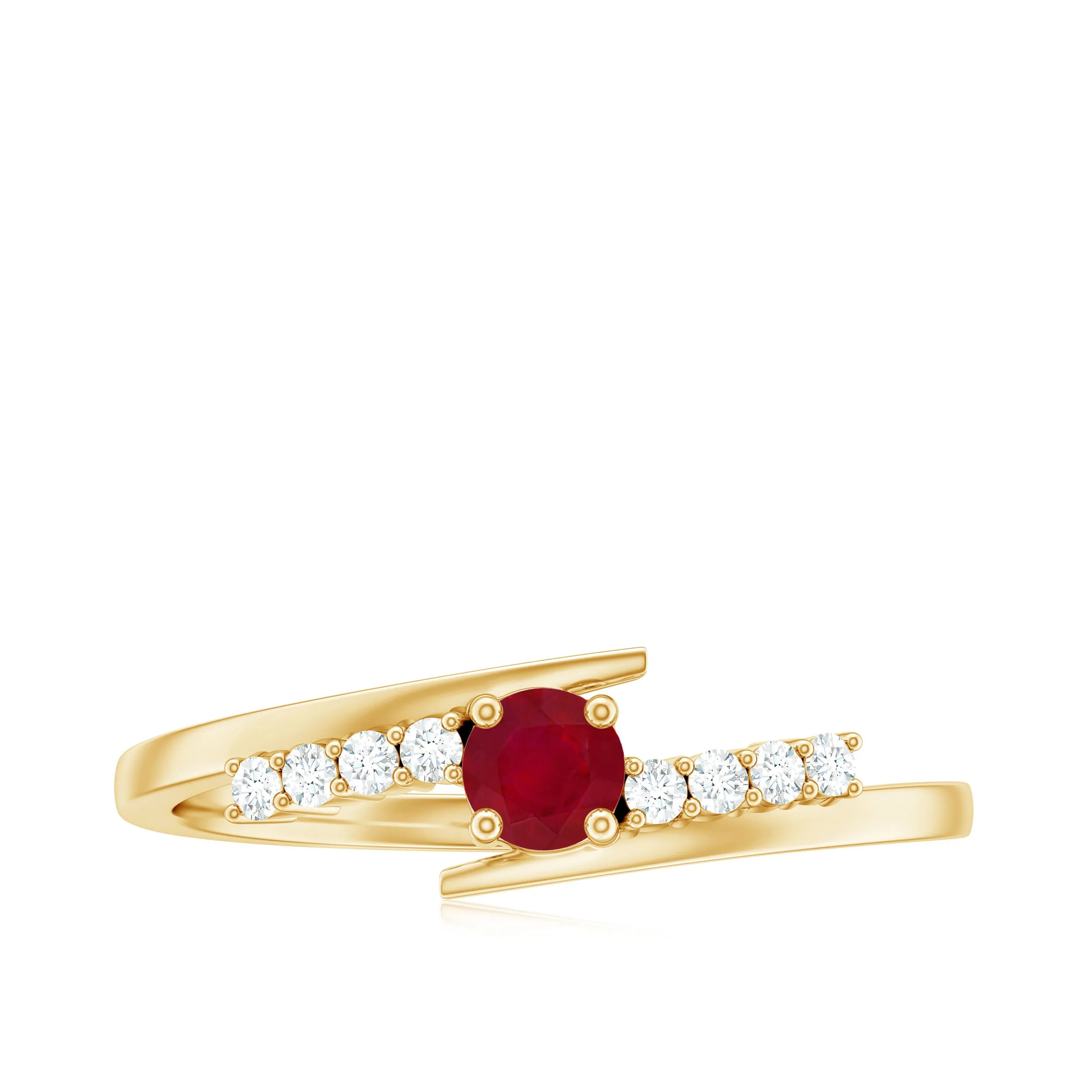Minimal Ruby and Diamond Bypass Promise Ring