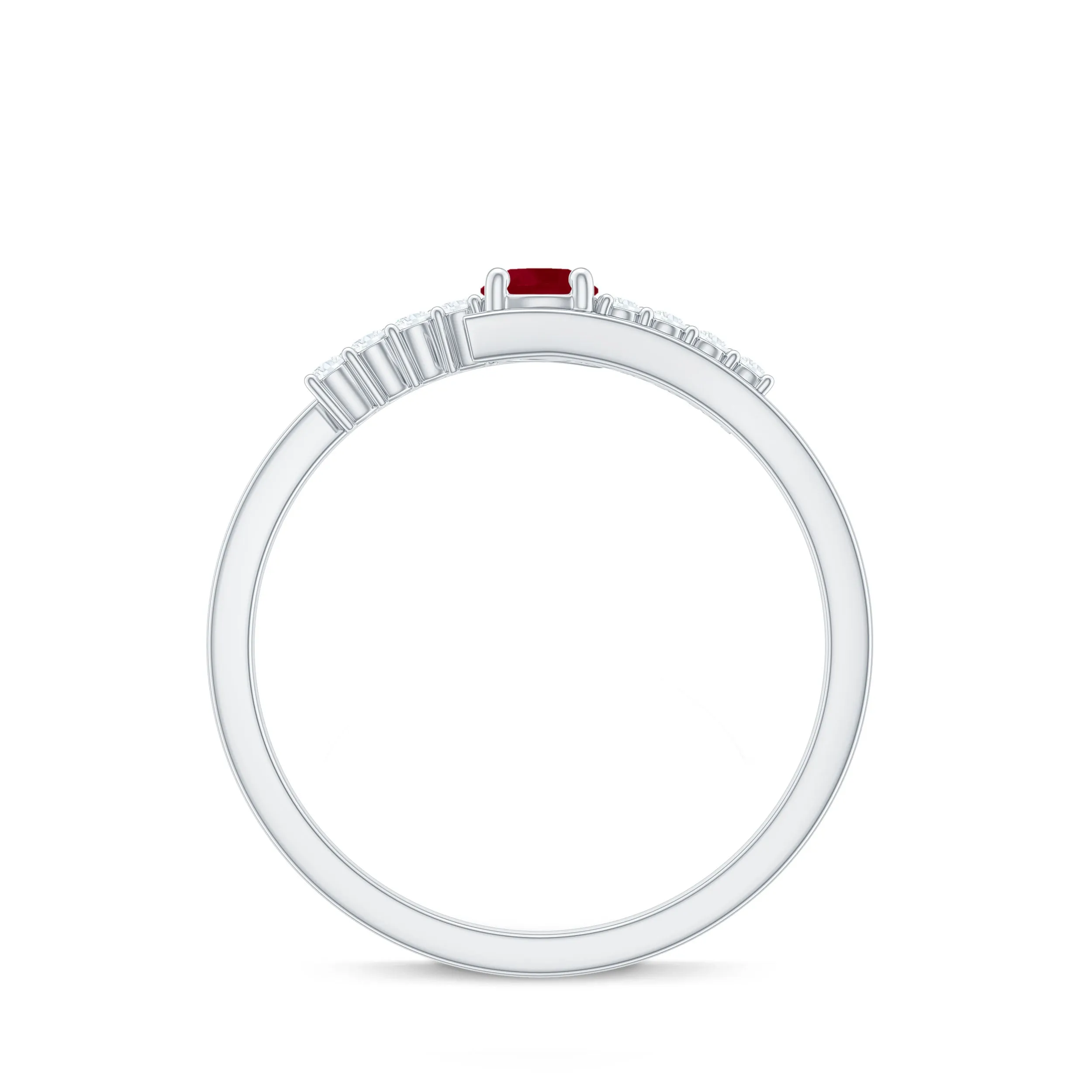 Minimal Ruby and Diamond Bypass Promise Ring