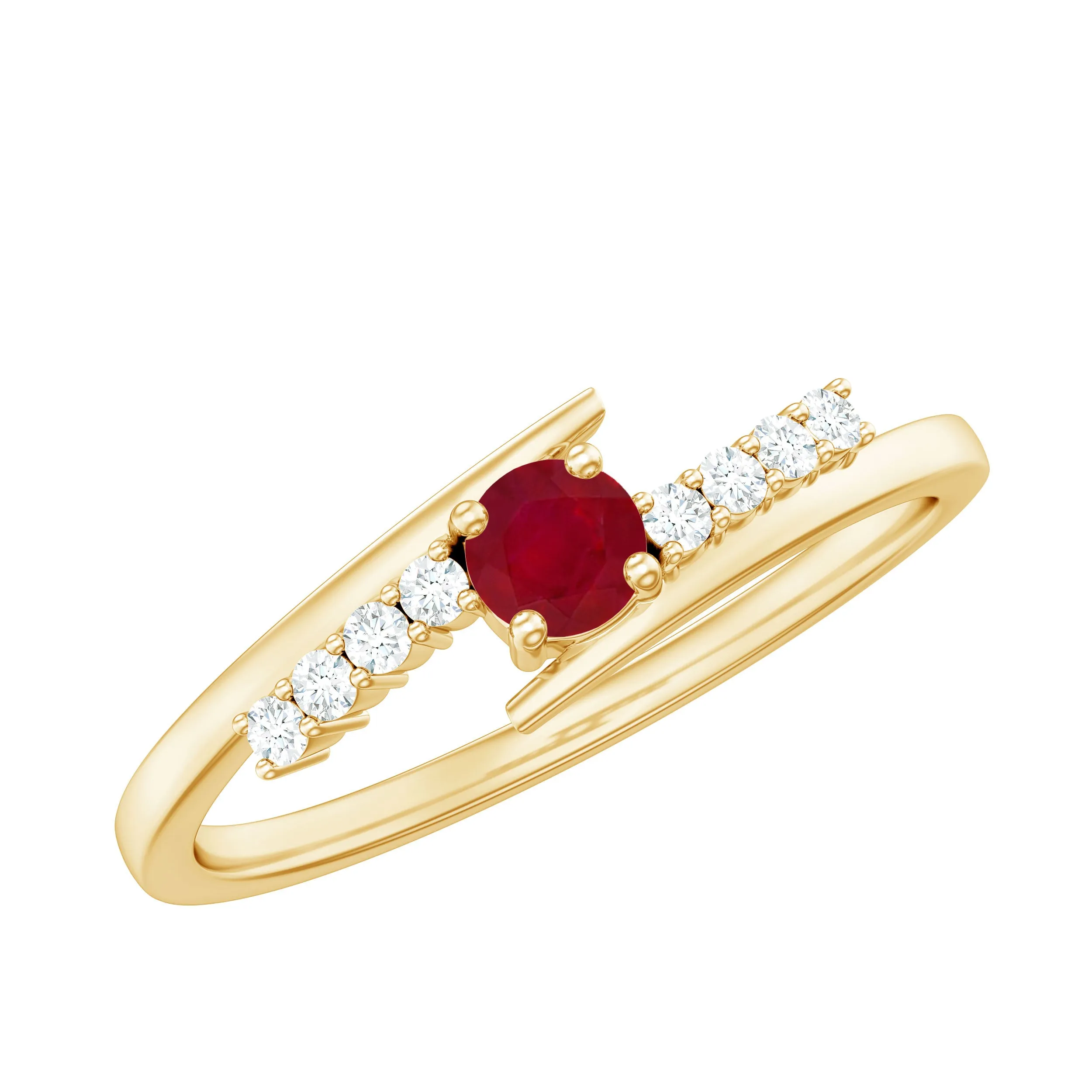 Minimal Ruby and Diamond Bypass Promise Ring