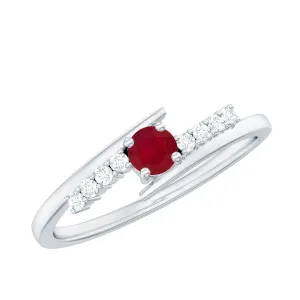 Minimal Ruby and Diamond Bypass Promise Ring