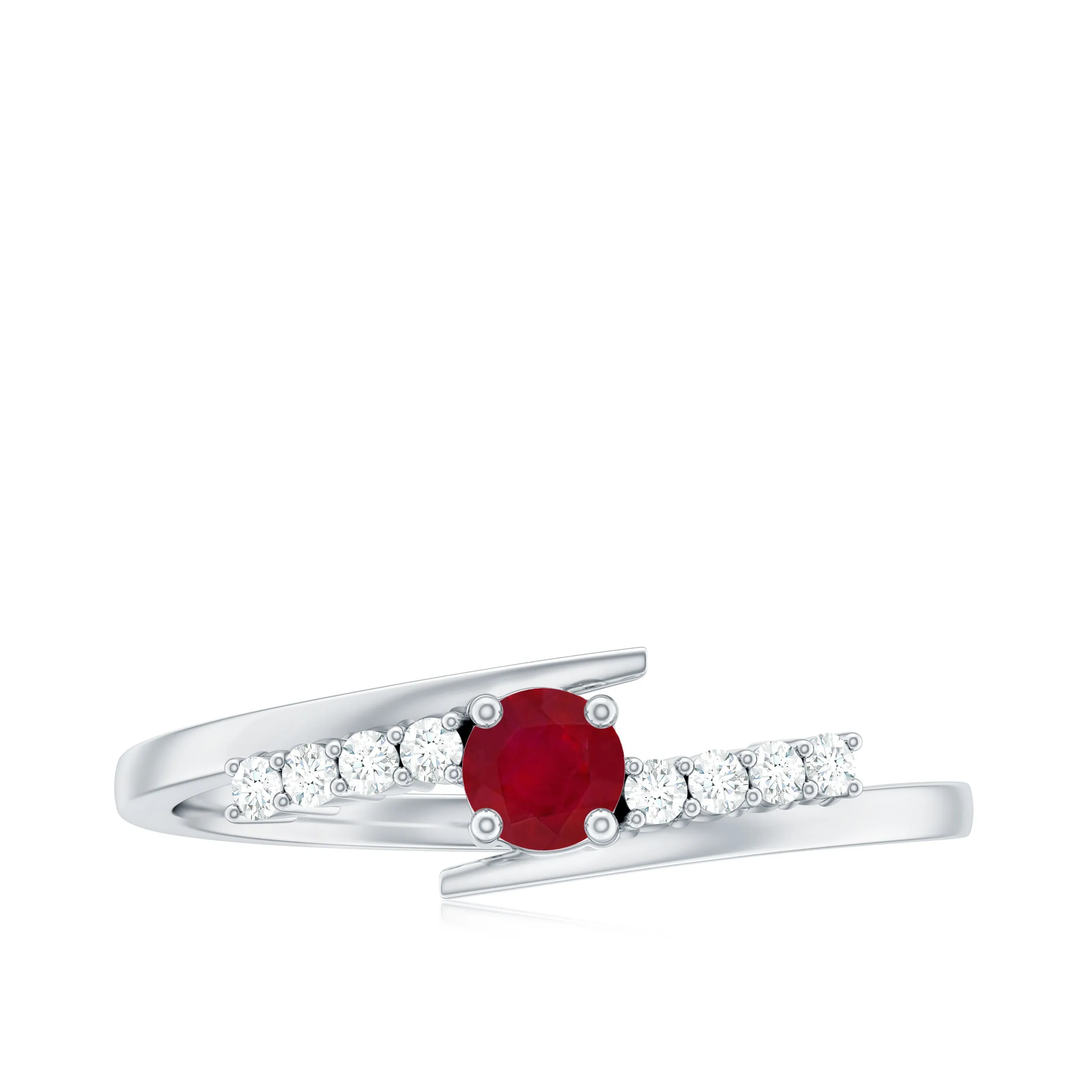 Minimal Ruby and Diamond Bypass Promise Ring