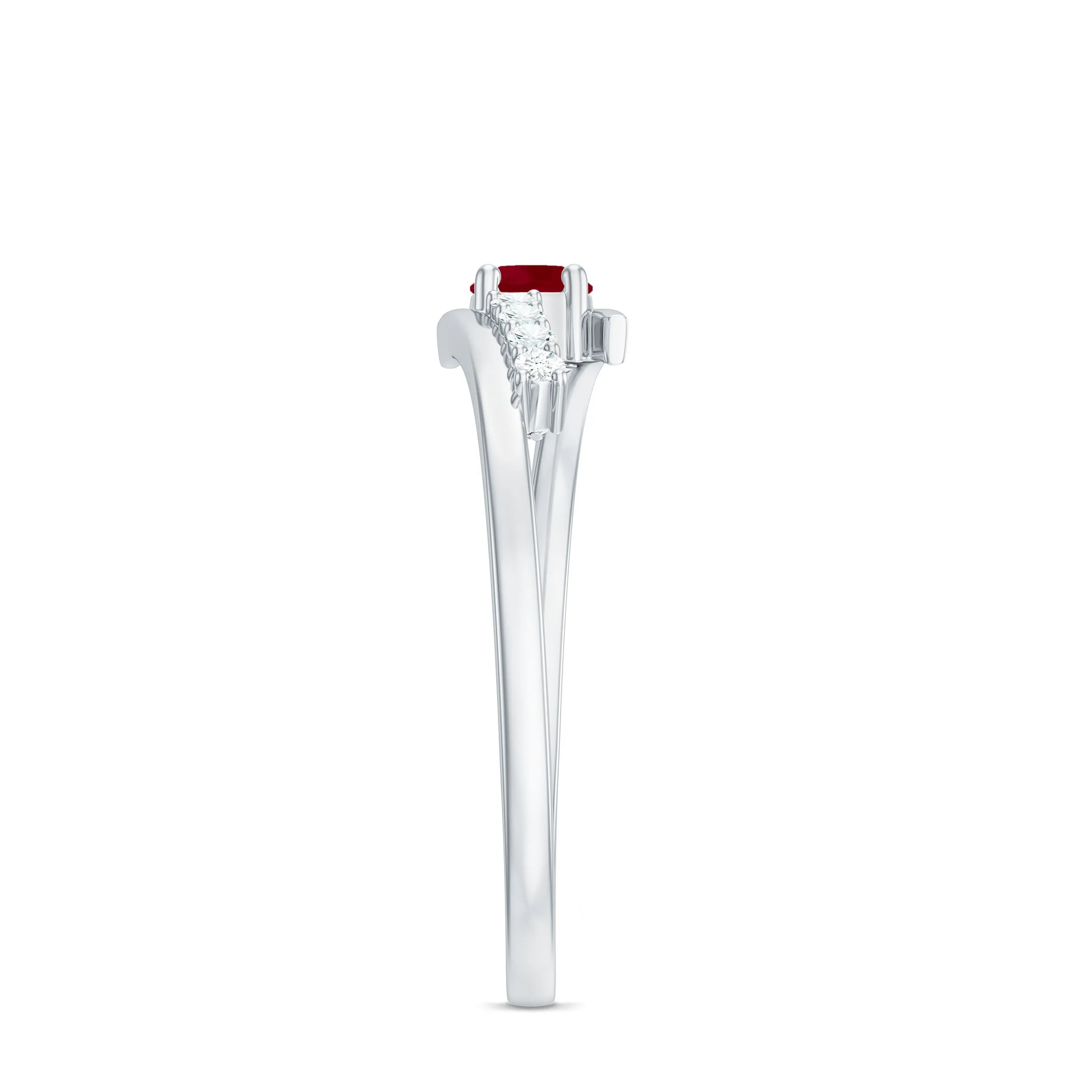 Minimal Ruby and Diamond Bypass Promise Ring