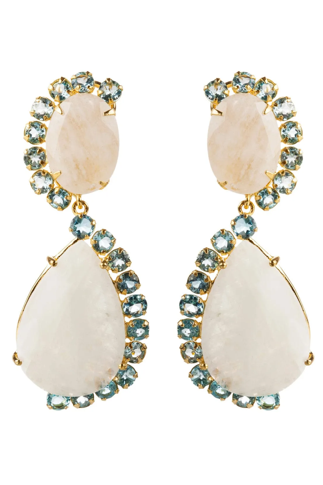 Moonstone and Blue Quartz Wave Earrings
